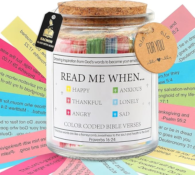 Bible Verses in a Jar – Christian Prayer & Encouragement Jar with Scripture Cards – Inspirational Gift for Women, Friends, Family – HarvestHome Essentials