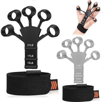 Finger Extensor Exerciser – Adjustable Silicone Hand & Finger Trainer | Forearm Strengthener & Finger Stretcher for Tennis (Pack of 2)