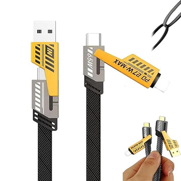 4-in-1 PD 65W Fast Charging Cable – 39.37-inch Multi-Device USB Type-C Cable with Clip, High-Speed Charging for Smartphones, Tablets