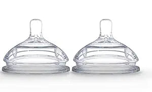 Silicone Replacement Nipple – Slow & Fast Flow Nipples for Babies, Clear, BPA-Free, Soft & Flexible, Suitable for 6+ Months(2 Pack)