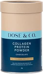 Dose & Co Collagen Protein Powder (Chocolate Fudge) 420G – Non-Gmo, Gluten Free Collagen Peptides Supplement – 20G Of Whey Protein, Chocolate