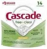 Cascade Free & Clear Dishwasher Pods, ActionPacs Dishwasher Detergent Tabs, Lemon Essence Scent, 14 Count : Everything Else