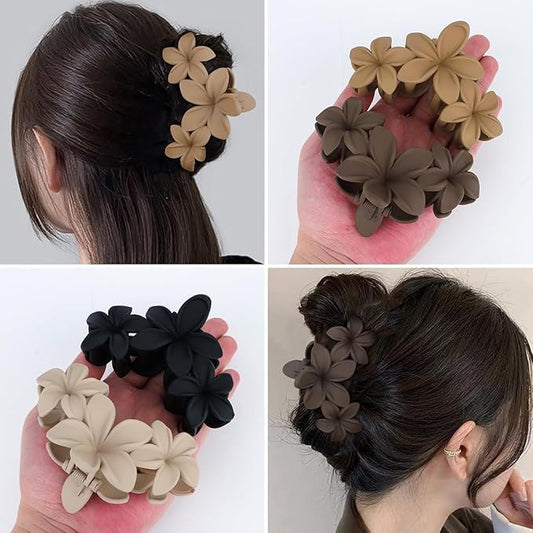 Hibiscus Flower Hair Clips – Large Hawaiian Matte Claw Clips for Women & Girls – Non-Slip Strong Hold Hair Accessories(4PCS)