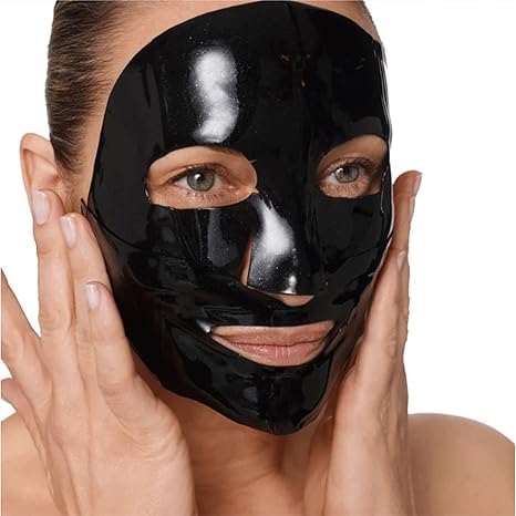 Anti-Wrinkle Lifting Deep Collagen Face Mask - Black Hydrating & Anti-Aging with Fullerene & Black Pearl Essence for Firming & Moisturizing Skin (4 pieces/box)