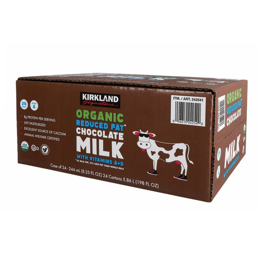 Kirkland Signature, Organic Reduced Fat Chocolate Milk, 8.25 fl oz, 24-Count