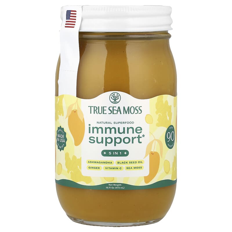 True Sea Moss, Natural Superfood, Immune Support 5 In 1, Mango, 16 Fl Oz (473 G)