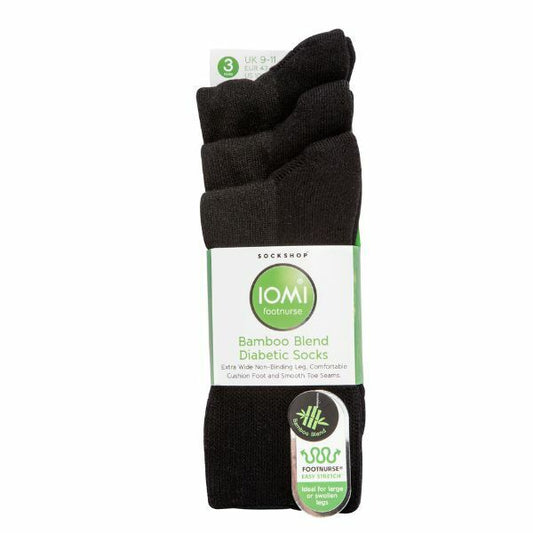 Iomi 3 Pairs Extra Wide Bamboo Diabetic Socks 12-14 Uk