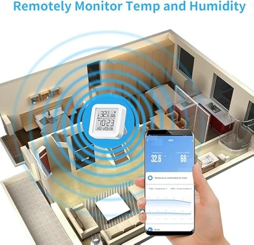 Smart WiFi Temperature & Humidity Monitor – Tuya Wireless Sensor with APP Alerts & LCD Display