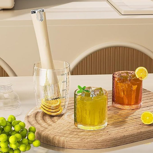 Cocktail Muddler, Fruit crusher for cocktails, Ice Crusher- Lemon Press, Fruit Juice Squeezer, Manual Juice Pounding Tool, Handheld Ice Crushing Tool- Beige