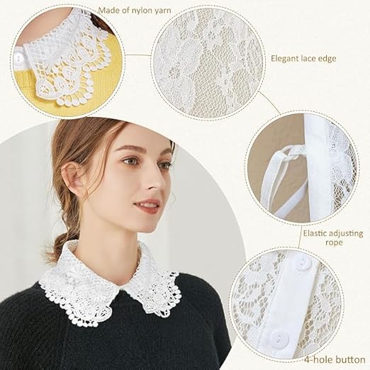 Half Shirt Fake Collar for Women – White Detachable Blouse Collar, Effortless Elegance for Any Outfit