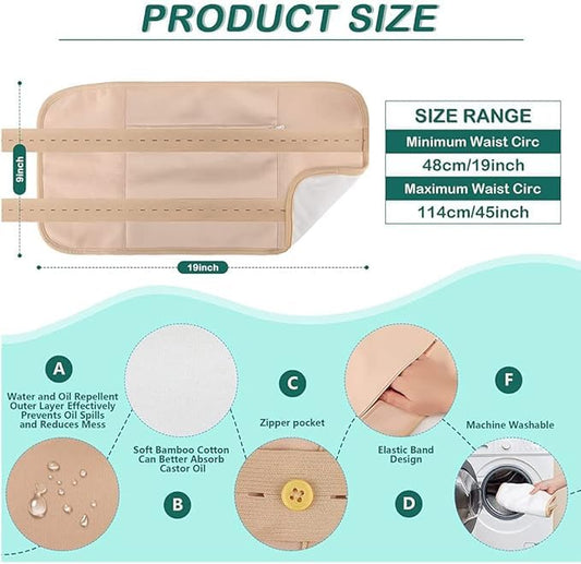 Reusable Castor Oil Pack Wrap for Belly – Mess-Free, Adjustable, Soft Fit (Oil Not Included)