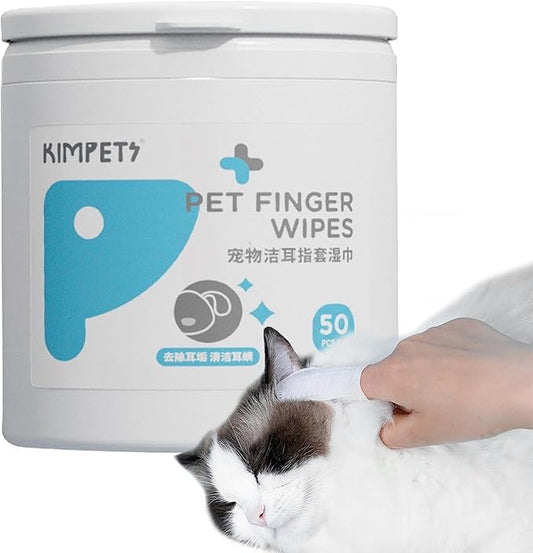 Pet Ear Wipes for Dogs & Cats –| Disposable, Alcohol-Free Cleaner for Earwax, Dirt & Odor | Safe for Sensitive Ears, Puppies & Kittens (50 Wipes)