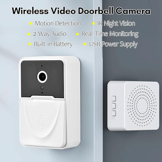 Doorbell,Chime,Voice Change,WiFi Doorbell Camera Wireless Video Door Phone,2-Way Audio, Cloud Storage,with Rechargeable Batteries,Voice Change Function(White)