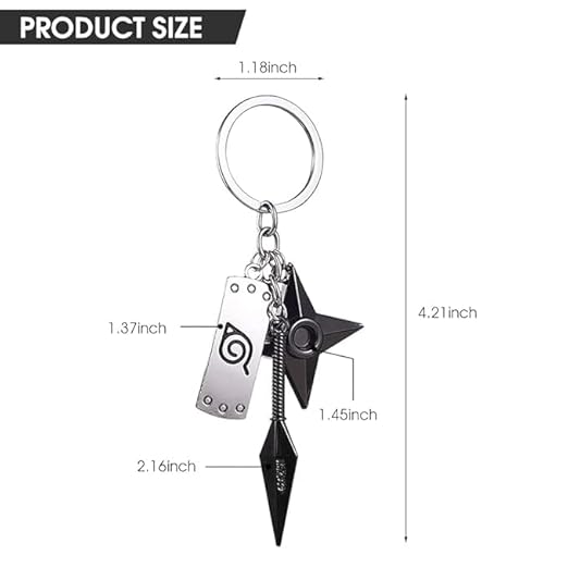 Naruto Anime Key Chains for Boys & Girls – Ninja Spinner Keychain with 3 Pendant Charms | Cartoon Anime Accessories for Backpack, Purse, Car, Gifts for Kids, Teens & Fans