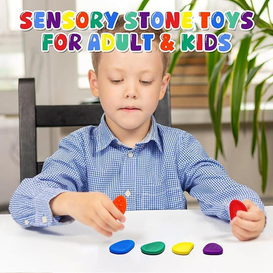 Sensory Worry Stone Fidget Toys– Soft Silicone Anxiety Relief Fidgets for Adults & Kids, Quiet Calming Tools for Focus, Stress (6PCS)
