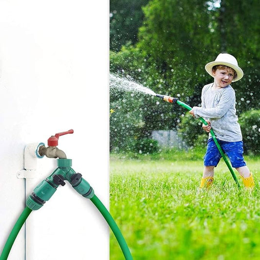 2-Way Garden Hose Splitter – Heavy-Duty Y Adapter with Rubber Grip Handle, DarkGreen (2pcs)