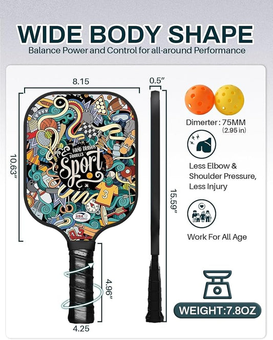 Pickleball Paddle Set – 2 Racquets, 4 Balls, Edge Guard & Storage Bag
