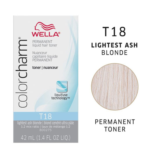 Wella Color Charm Permanent Liquid Hair Toner, Lightest Ash Blonde [T18] 1.40 oz