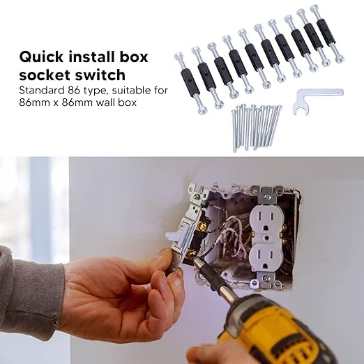 Cassette Support Rod Kit with Screws & Wrench – Adjustable Repair Set for 86 Junction Boxes (10 Pcs)