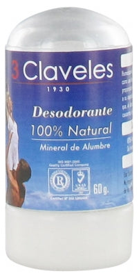 3 Claveles Deodorant 100% Natural Alum Stone 60G