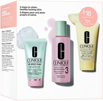 Clinique 3-Step Skin Care Kit Skin Type 3 Gift Set For Oily And Combination Skin 