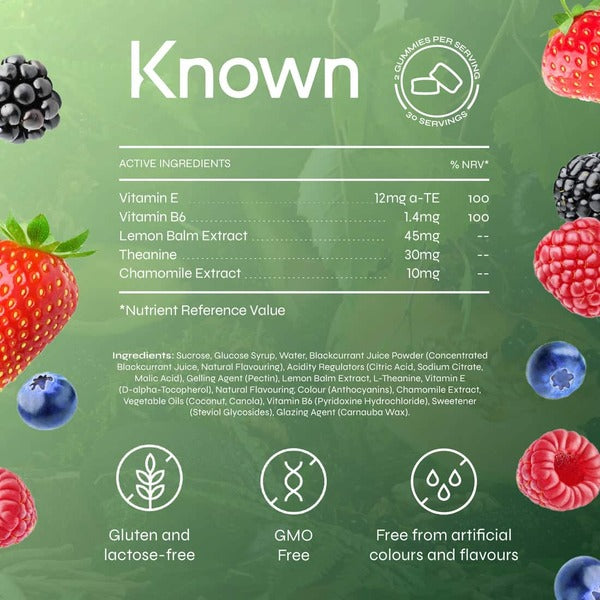 Known Nutrition De-Stress Mixed Berry Vegan Gummy Supplement X 60
