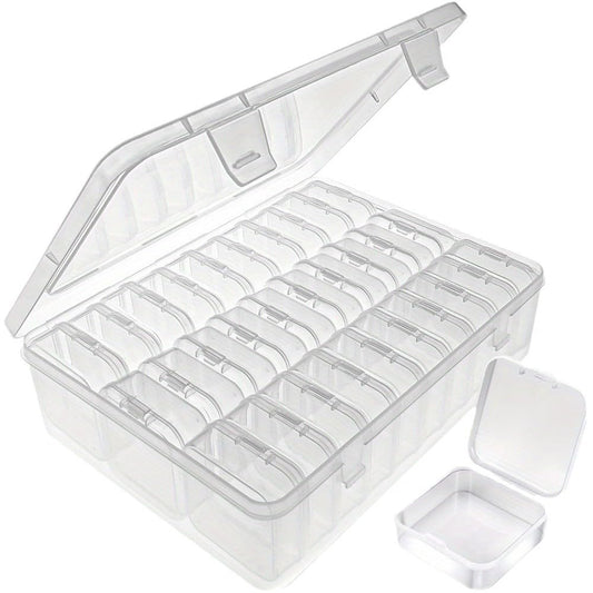 Small Parts Storage Box – Clear Plastic Organizer with Hinged Lid | Dustproof & Odorless for Beads, Jewelry, Pills, and Craft Supplies