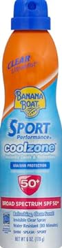 Banana Boat Sport Cool Zone SPF 50 Sunscreen Spray, 6oz | Sport Sunscreen Spray SPF 50, Clear Sunscreen Spray, Banana Boat Sunscreen Spray SPF 50, Oxybenzone Free Sunscreen, 6oz