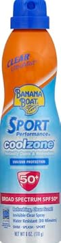 Banana Boat Sport Cool Zone Spf 50 Sunscreen Spray, 6Oz | Sport Sunscreen Spray Spf 50, Clear Sunscreen Spray, Banana Boat Sunscreen Spray Spf 50, Oxybenzone Free Sunscreen, 6Oz