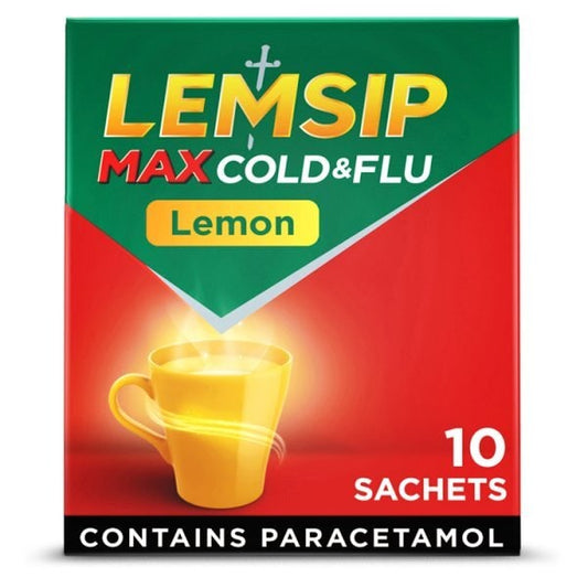 Lemsip Max Cold & Flu Lemon Sachets Paracetamol 10S