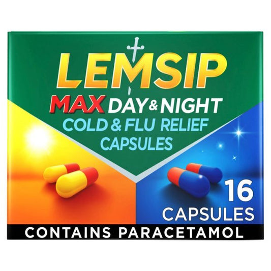 Lemsip Max Day & Night Capsules Paracetamol Cold And Flu 16S