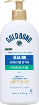 Gold Bond Fragrance Free Healing Hydrating Lotion, 14 Oz., With Aloe, Immediate 24-Hour Hydration