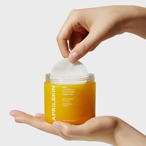 APRILSKIN Calendula PHA Hyaluronic Toner Pads | Vegan, Cruelty Free | Exfoliating, refining pores & hydrating for dry, sensitive, acne-prone skin | 60 pads | No sulfates and artificial fragrance