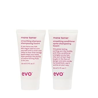 Evo Mane Tamer Smoothing Routine Travel Duo - Cleans, Smooths, And Strengthens Hair While Reducing Frizz - Travel Size