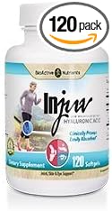 BIOACTIVE NUTRIENTS Injuv Low Molecular Weight Hyaluronic Acid - 120 Softgels - for Healthy Joints and Cartilage - Formulated for Optimal Absorption - Moisturizes from The Inside Out : Health & Household