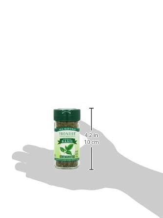 Frontier Sweet Basil Leaf, 0.48 Ounce Bottle, Cut & Sifted, Warm Mild Flavor Is Great With Vegetables Dressings, Soup & More