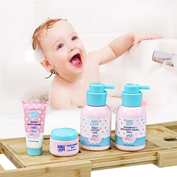Livingandhome 4Pcs Baby Bath Gift Set With Cotton Basket