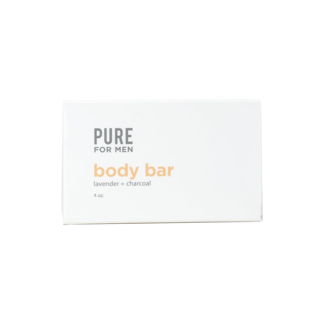 Pure for Men Soap Bar | Cleanser with Lavender and Activated Charcoal, Hydrates & Helps Eliminate Odor, Vegan | 4 oz