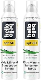 Hello Bello Spf 50 Mineral Sunscreen Spray - Hypoallergenic Broad Spectrum Uva + Uvb Protection - Reef Friendly & Water Resistant - 5 Oz (Pack Of 2)