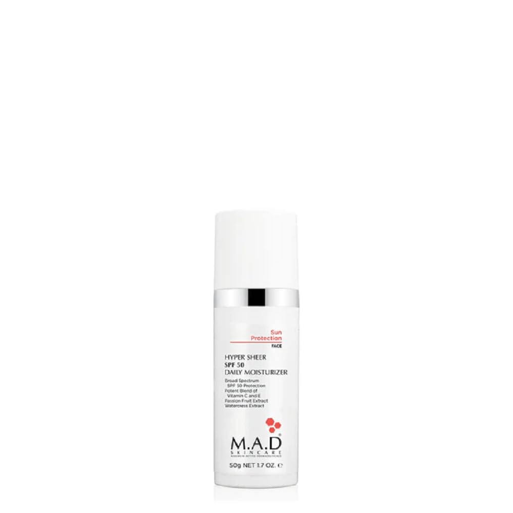 M.A.D Skincare Hyper Sheer Spf 50 Daily Moisturizer 1.7 Oz. : Beauty & Personal Care