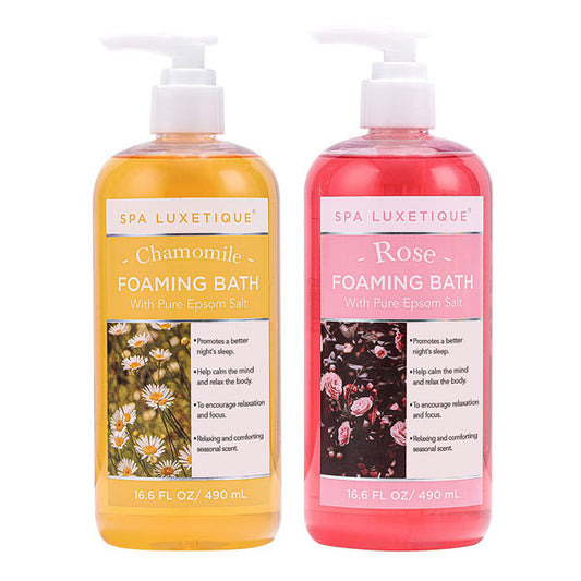 Livingandhome 2Pcs Rose And Chamomile Scent Foaming Bath Set
