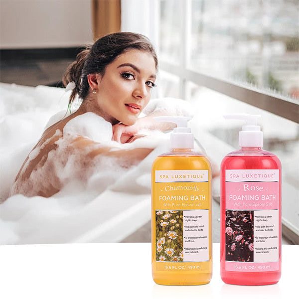 Livingandhome 2Pcs Rose And Chamomile Scent Foaming Bath Set