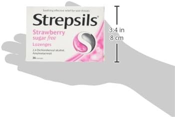 Strepsils Sore Throat Lozenges, Strawberry, 36 Total, Sore Throat Relief, Soothing Relief, Numbs Throat, Throat Infection Relief, Dual Antiseptic Action, Sore Throat, Medication