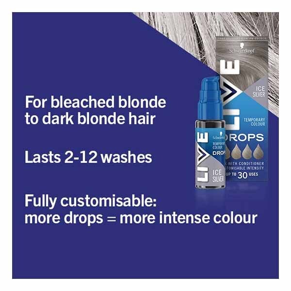 Live Drops Semi-Permanent Ice Silver Hair Dye 30Ml