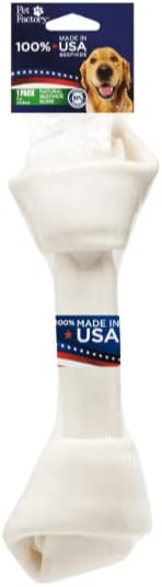 Pet Factory 100% Made In Usa Beefhide 9-10" Knotted Bone Dog Chew Treat - Natural Flavor, 1 Count/1 Pack