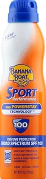 Banana Boat Sport Ultra SPF 100 Sunscreen Spray, 6oz | Sport Sunscreen Spray SPF 100, Banana Boat Sunscreen SPF 100 Spray, High SPF Sunscreen, Water Resistant Sunscreen, 6oz