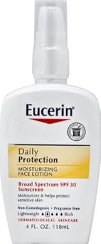 Eucerin Daily Protection Face Lotion, Broad Spectrum Spf 30 Sunscreen Lotion, Face Sunscreen Moisturizes And Helps Protect Sensitive, Dry Skin, Fragrance Free Lotion, 4 Fl Oz, Packaging May Vary