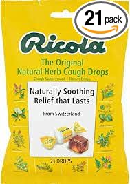 Ricola 7776 Cough Drops, Natural Herb, 21 Drops/Bag