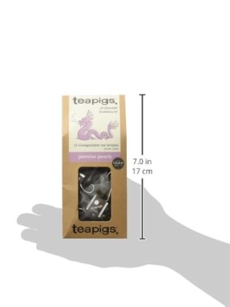 Teapigs Jasmine Pearls Green Tea Bags, 15 Count, Rolled Pearls Of Green Tea & Whole Jasmine Flowers, Biodegradable Tea Bag