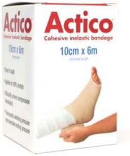 ACTICO COHESIVE S/Stretch Bandage 10CMX6M by Actico | Safe & Effective Full Leg, Below Knee, and Arm Bandaging for Injury Support | High Elasticity, Self-Adhesive, Non-Slip